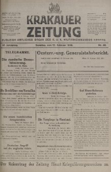 Krakauer Zeitung : zugleich amtliches organ K. u. K. Militär-Kommandos Krakau. 1918, nr 48