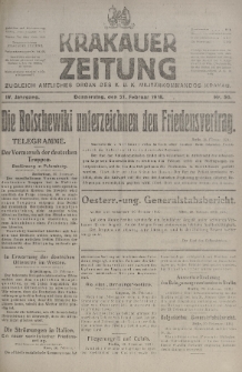 Krakauer Zeitung : zugleich amtliches organ K. u. K. Militär-Kommandos Krakau. 1918, nr 50