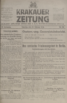 Krakauer Zeitung : zugleich amtliches organ K. u. K. Militär-Kommandos Krakau. 1918, nr 52