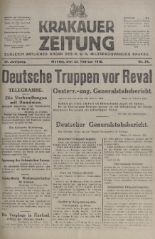 Krakauer Zeitung : zugleich amtliches organ K. u. K. Militär-Kommandos Krakau. 1918, nr 54