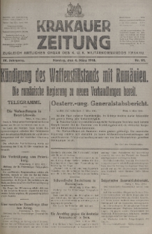 Krakauer Zeitung : zugleich amtliches organ K. u. K. Militär-Kommandos Krakau. 1918, nr 61