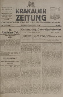 Krakauer Zeitung : zugleich amtliches organ K. u. K. Militär-Kommandos Krakau. 1918, nr 63