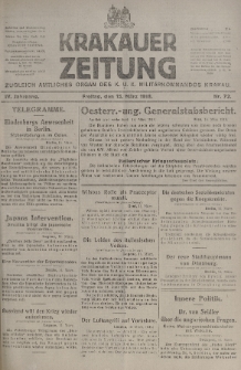 Krakauer Zeitung : zugleich amtliches organ K. u. K. Militär-Kommandos Krakau. 1918, nr 72