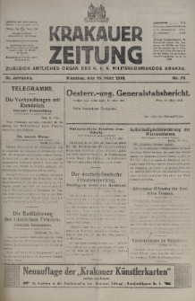 Krakauer Zeitung : zugleich amtliches organ K. u. K. Militär-Kommandos Krakau. 1918, nr 76
