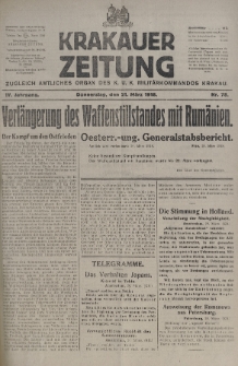 Krakauer Zeitung : zugleich amtliches organ K. u. K. Militär-Kommandos Krakau. 1918, nr 78