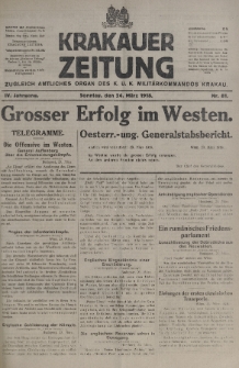 Krakauer Zeitung : zugleich amtliches organ K. u. K. Militär-Kommandos Krakau. 1918, nr 81