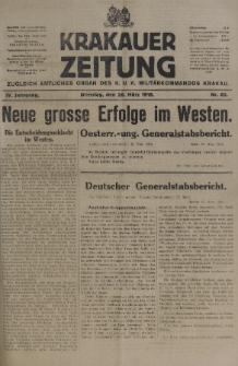 Krakauer Zeitung : zugleich amtliches organ K. u. K. Militär-Kommandos Krakau. 1918, nr 82