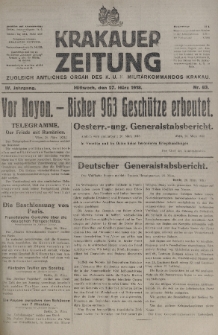 Krakauer Zeitung : zugleich amtliches organ K. u. K. Militär-Kommandos Krakau. 1918, nr 83