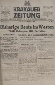 Krakauer Zeitung : zugleich amtliches organ K. u. K. Militär-Kommandos Krakau. 1918, nr 86