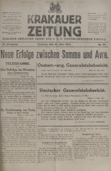 Krakauer Zeitung : zugleich amtliches organ K. u. K. Militär-Kommandos Krakau. 1918, nr 87