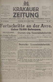 Krakauer Zeitung : zugleich amtliches organ K. u. K. Militär-Kommandos Krakau. 1918, nr 88