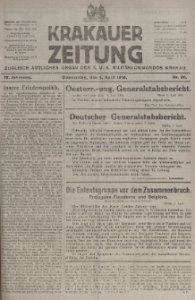 Krakauer Zeitung : zugleich amtliches organ K. u. K. Militär-Kommandos Krakau. 1918, nr 90