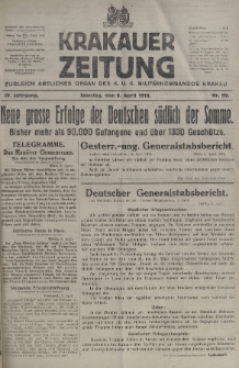 Krakauer Zeitung : zugleich amtliches organ K. u. K. Militär-Kommandos Krakau. 1918, nr 92