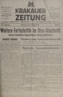 Krakauer Zeitung : zugleich amtliches organ K. u. K. Militär-Kommandos Krakau. 1918, nr 94