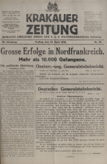 Krakauer Zeitung : zugleich amtliches organ K. u. K. Militär-Kommandos Krakau. 1918, nr 98