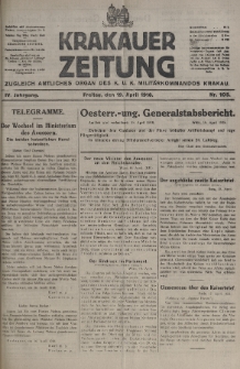 Krakauer Zeitung : zugleich amtliches organ K. u. K. Militär-Kommandos Krakau. 1918, nr 105