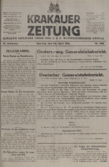 Krakauer Zeitung : zugleich amtliches organ K. u. K. Militär-Kommandos Krakau. 1918, nr 106