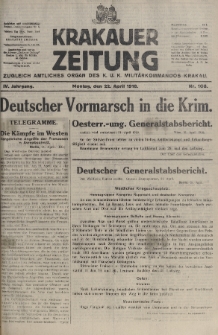 Krakauer Zeitung : zugleich amtliches organ K. u. K. Militär-Kommandos Krakau. 1918, nr 108