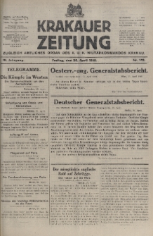Krakauer Zeitung : zugleich amtliches organ K. u. K. Militär-Kommandos Krakau. 1918, nr 112
