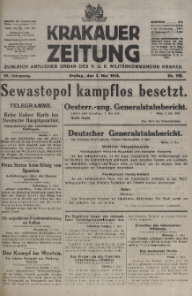Krakauer Zeitung : zugleich amtliches organ K. u. K. Militär-Kommandos Krakau. 1918, nr 118