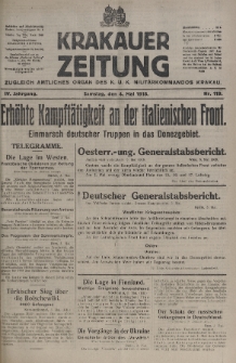 Krakauer Zeitung : zugleich amtliches organ K. u. K. Militär-Kommandos Krakau. 1918, nr 119