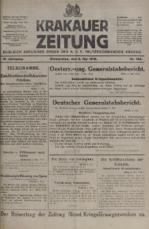 Krakauer Zeitung : zugleich amtliches organ K. u. K. Militär-Kommandos Krakau. 1918, nr 124