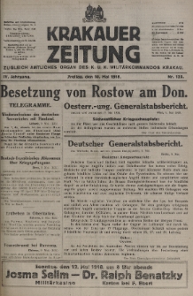 Krakauer Zeitung : zugleich amtliches organ K. u. K. Militär-Kommandos Krakau. 1918, nr 125