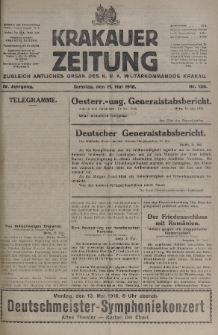 Krakauer Zeitung : zugleich amtliches organ K. u. K. Militär-Kommandos Krakau. 1918, nr 126