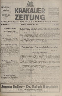 Krakauer Zeitung : zugleich amtliches organ K. u. K. Militär-Kommandos Krakau. 1918, nr 128