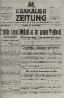 Krakauer Zeitung : zugleich amtliches organ K. u. K. Militär-Kommandos Krakau. 1918, nr 135