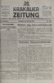 Krakauer Zeitung : zugleich amtliches organ K. u. K. Militär-Kommandos Krakau. 1918, nr 136