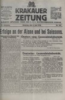 Krakauer Zeitung : zugleich amtliches organ K. u. K. Militär-Kommandos Krakau. 1918, nr 144