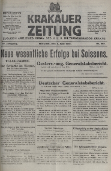 Krakauer Zeitung : zugleich amtliches organ K. u. K. Militär-Kommandos Krakau. 1918, nr 145