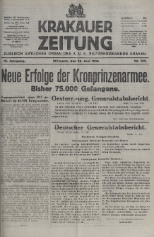 Krakauer Zeitung : zugleich amtliches organ K. u. K. Militär-Kommandos Krakau. 1918, nr 152