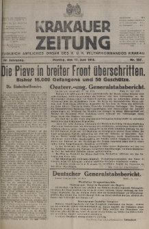 Krakauer Zeitung : zugleich amtliches organ K. u. K. Militär-Kommandos Krakau. 1918, nr 157