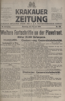 Krakauer Zeitung : zugleich amtliches organ K. u. K. Militär-Kommandos Krakau. 1918, nr 158