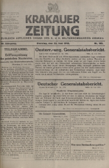 Krakauer Zeitung : zugleich amtliches organ K. u. K. Militär-Kommandos Krakau. 1918, nr 165