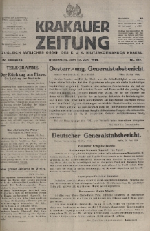 Krakauer Zeitung : zugleich amtliches organ K. u. K. Militär-Kommandos Krakau. 1918, nr 167