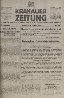 Krakauer Zeitung : zugleich amtliches organ K. u. K. Militär-Kommandos Krakau. 1918, nr 170