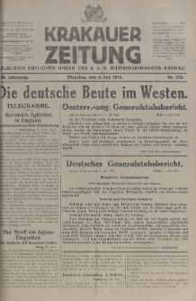 Krakauer Zeitung : zugleich amtliches organ K. u. K. Militär-Kommandos Krakau. 1918, nr 172