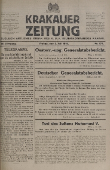 Krakauer Zeitung : zugleich amtliches organ K. u. K. Militär-Kommandos Krakau. 1918, nr 175