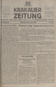 Krakauer Zeitung : zugleich amtliches organ K. u. K. Militär-Kommandos Krakau. 1918, nr 179