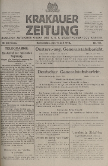 Krakauer Zeitung : zugleich amtliches organ K. u. K. Militär-Kommandos Krakau. 1918, nr 181