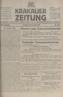 Krakauer Zeitung : zugleich amtliches organ K. u. K. Militär-Kommandos Krakau. 1918, nr 182
