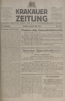 Krakauer Zeitung : zugleich amtliches organ K. u. K. Militär-Kommandos Krakau. 1918, nr 185