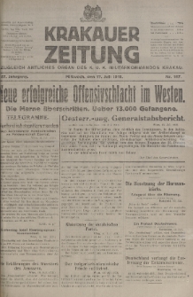 Krakauer Zeitung : zugleich amtliches organ K. u. K. Militär-Kommandos Krakau. 1918, nr 187