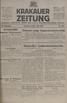 Krakauer Zeitung : zugleich amtliches organ K. u. K. Militär-Kommandos Krakau. 1918, nr 191