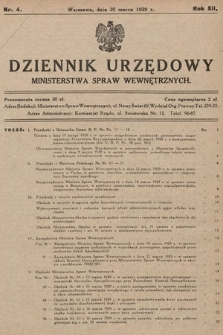 Dziennik Urzędowy Ministerstwa Spraw Wewnętrznych. 1929, nr 4