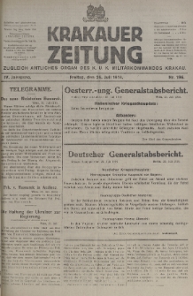 Krakauer Zeitung : zugleich amtliches organ K. u. K. Militär-Kommandos Krakau. 1918, nr 196