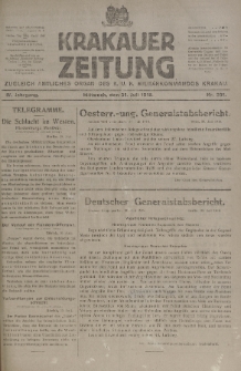 Krakauer Zeitung : zugleich amtliches organ K. u. K. Militär-Kommandos Krakau. 1918, nr 201